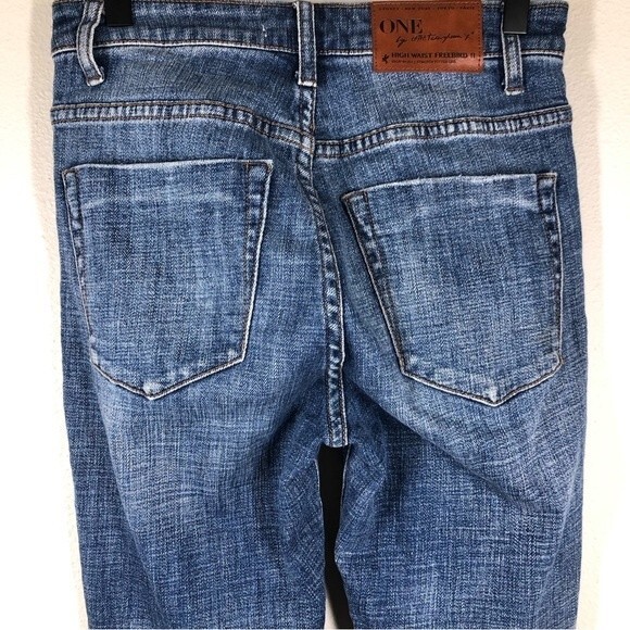 One Teaspoon High Waist Freebird II Jeans Distressed Knees Raw Hem 26 - Picture 6 of 10